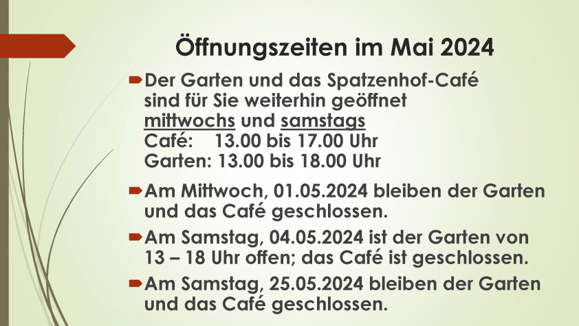 Öffnungszeiten Mai 24